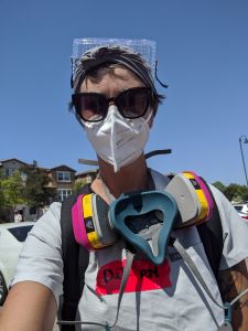 Danika Jenkins wearing mask and other protective gear